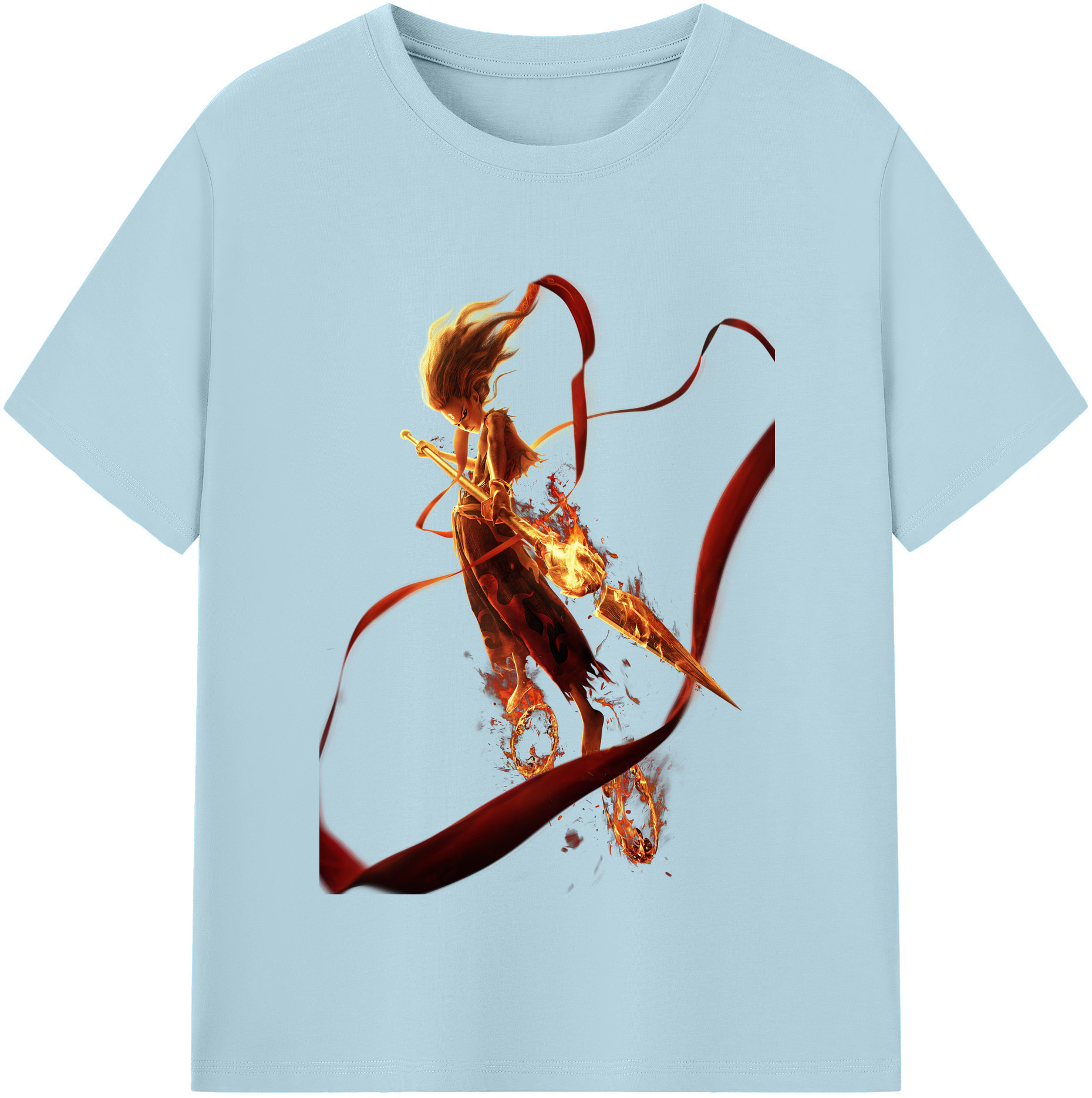 （画像用） Ne Zha 2 ナタ 魔童の大暴れ 綿100％半袖Tシャツ（フロントプリント）